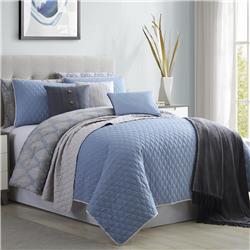 Bm202793 Andria Queen Size Comforter & Coverlet Set, Blue & Gray - 10 Piece