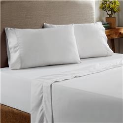 Bm202886 Prato Full Size Cotton Sheet Set With 400 Thread Count, Silver - 4 Piece