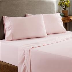 Bm202891 Prato Queen Size Cotton Sheet Set With 400 Thread Count, Pink - 4 Piece