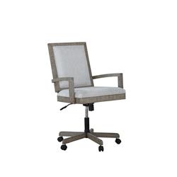 Bm204581 5 Star Base Fabric Upholstered Wooden Executive Office Chair, Gray
