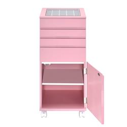 Bm204592 Glass Top Wooden Jewelry Armoire With Storage Compartments, Pink
