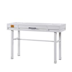 Bm204608 Industrial Style Metal & Wood 1 Drawer Vanity Desk, White