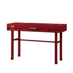 Bm204632 Industrial Style Metal & Wood 1 Drawer Vanity Desk, Red