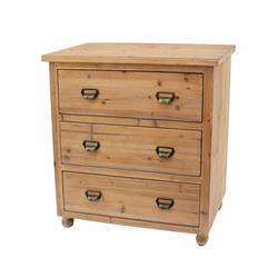 Bm204752 Wooden Storage Cabinet With 3 Drawers & Turned Legs, Brown