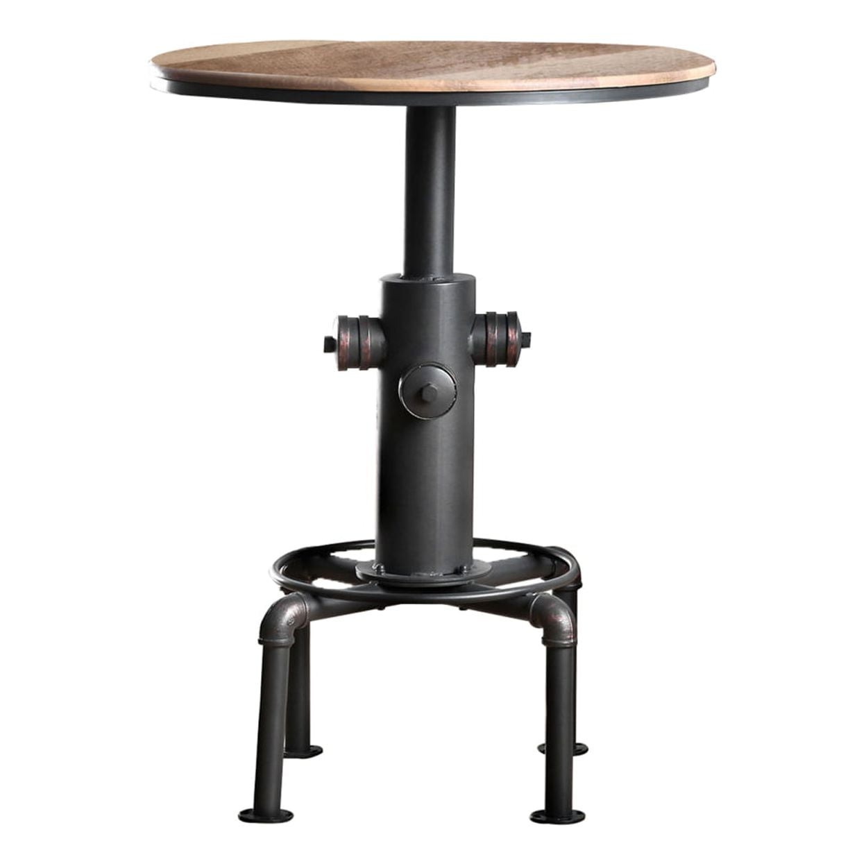 Bm207902 Bar Table With Fire Hydrant Style Metal Base, Black & Brown
