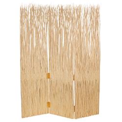 Bm205938 3 Panel Foldable Screen With Willow Branches, Natural Brown