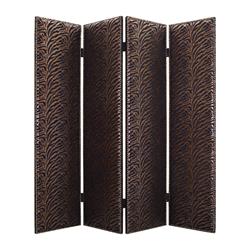 Bm26462 Wooden 4 Panel Screen With Nailhead Trim Accents, Black & Bronze