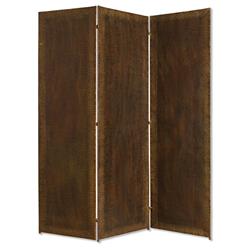 Bm26471 Metal 3 Panel Screen With Textured Nub Head Accent Borders, Brown