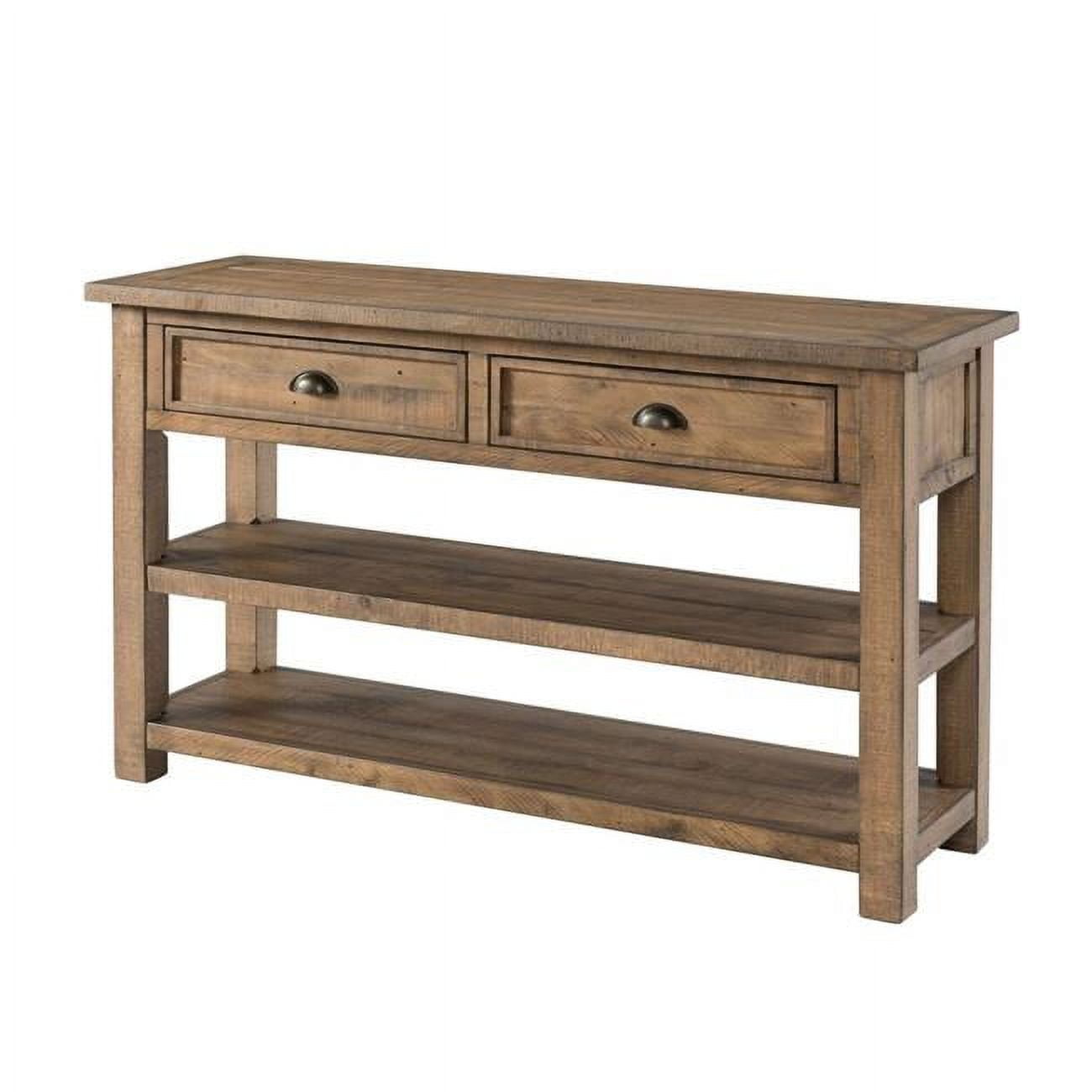 Bm205978 Coastal Style Rectangular Wooden Console Table With 2 Drawer, Brown