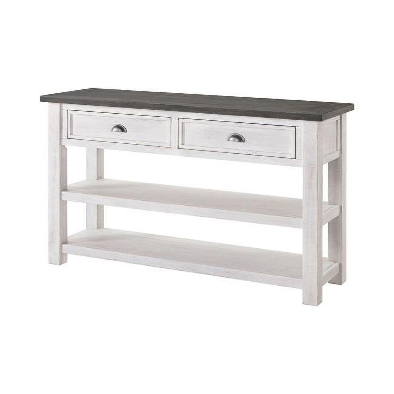 Bm205981 Coastal Rectangular Wooden Console Table With 2 Drawer, White & Gray