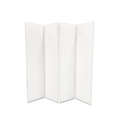Bm26482 Leatherette 4 Panel Room Divider With Nailhead Trims, White