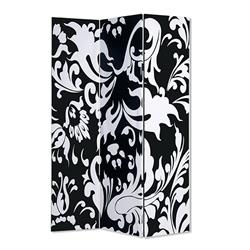 Bm26496 3 Panel Foldable Room Divider With Filigree Design, Black & White