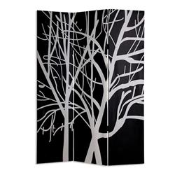Bm26497 3 Panel Canvas Room Divider With Branch Pattern, Black & White