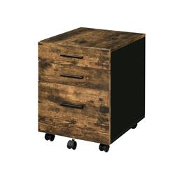 Bm209617 22 X 19 X 16 In. Industrial 3 Drawers Wooden File Cabinet With Caster Support, Brown & Black