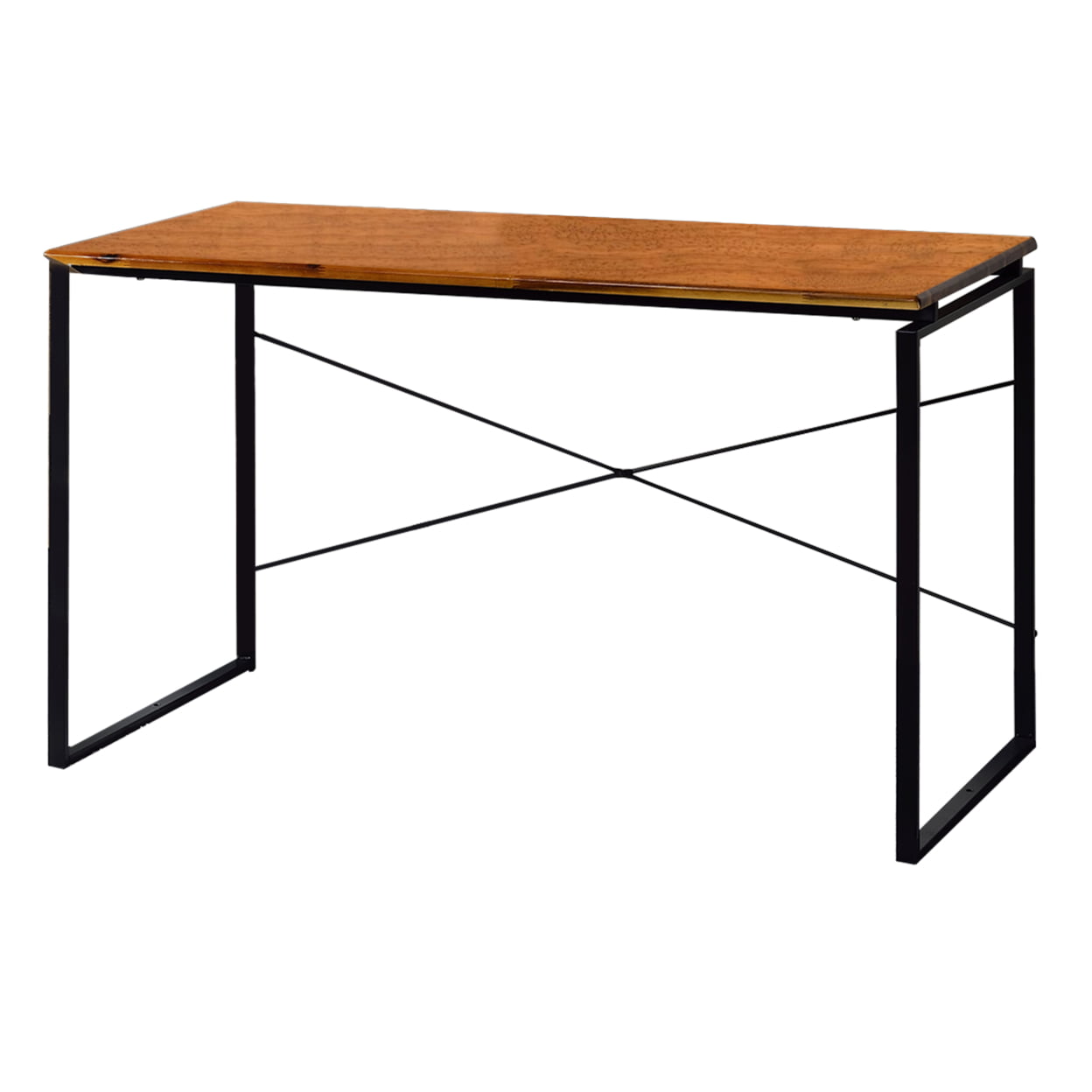 Bm209628 28 X 22 X 47 In. Sled Base Rectangular Table With X Shape Back & Wood Top, Brown & Black