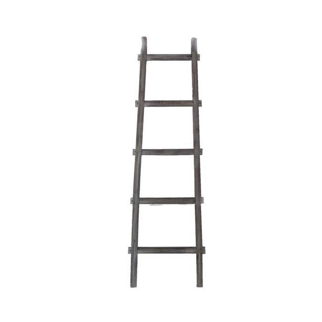 Bm210390 2 X 59 X 18 In. Transitional Style Wooden Decor Ladder With 5 Steps, Gray