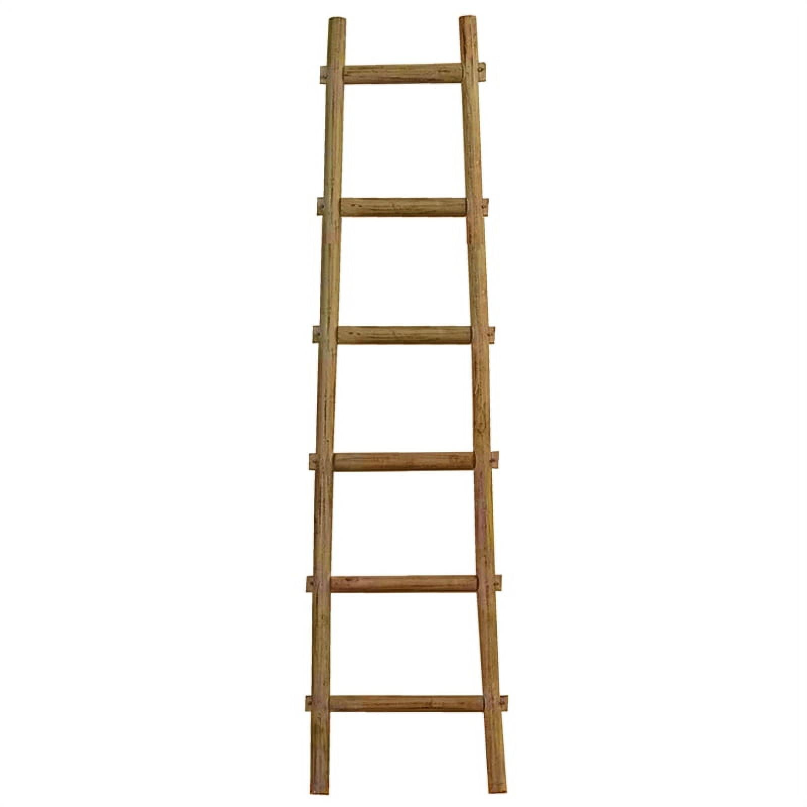 Bm210392 2 X 72 X 18 In. Transitional Style Wooden Decor Ladder With 6 Steps, Brown