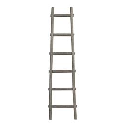 Bm210393 2 X 72 X 18 In. Transitional Style Wooden Decor Ladder With 6 Steps, Gray
