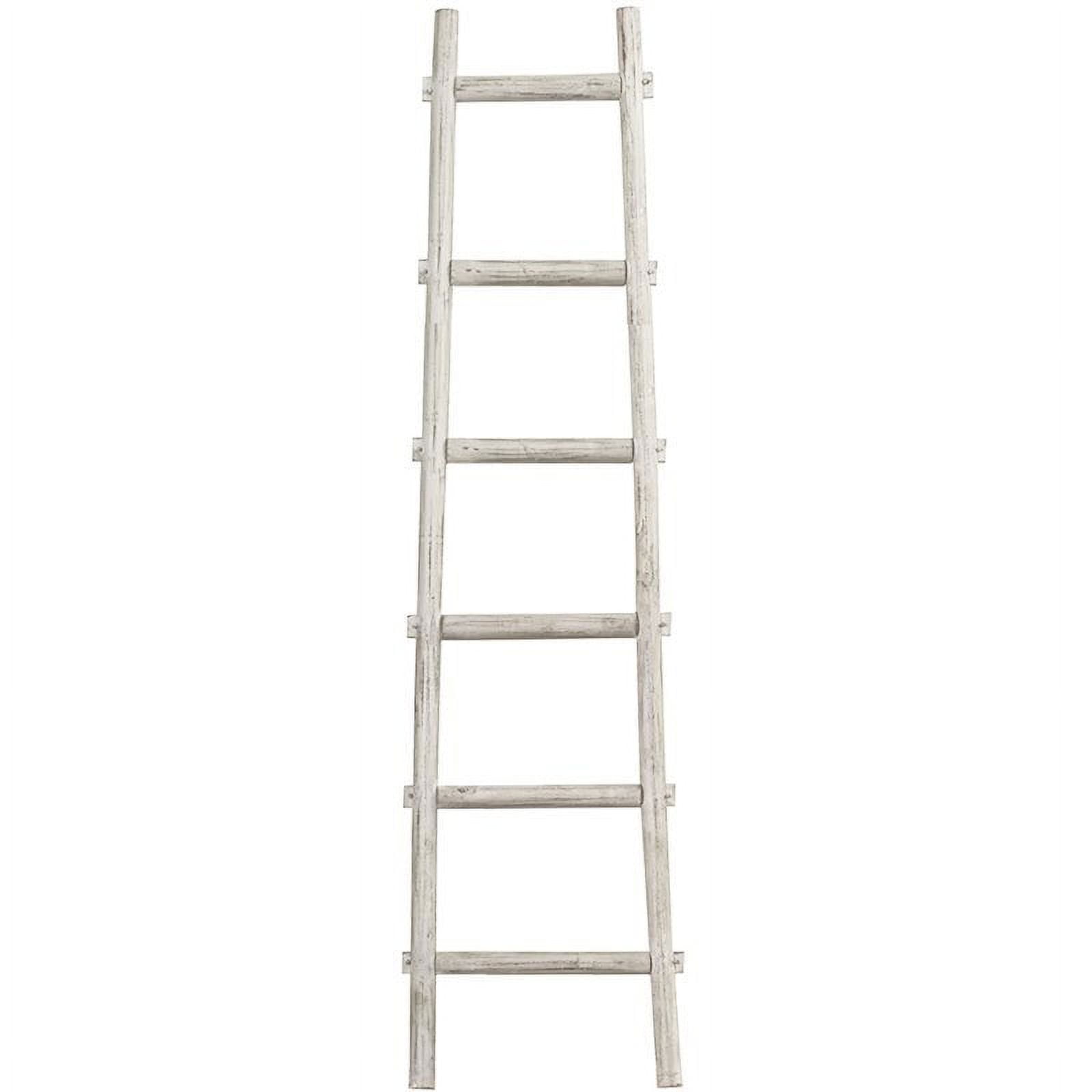 Bm210394 2 X 72 X 18 In. Transitional Style Wooden Decor Ladder With 6 Steps, White