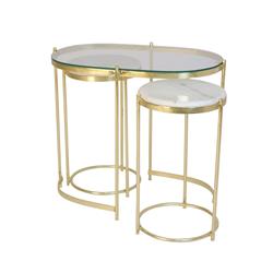 Bm211018 Side Table & Console Table With Metal Frame - Gold - 22 X 15 X 25 In. - Set Of 3
