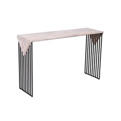 Bm209082 Rectangular Wooden Console Table With Sled Wire Base - Gray & Black - 31.25 X 59.75 X 15.75 In.