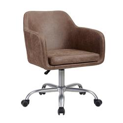 Bm213983 Leatherette Metal Frame Swivel Office Chair With Sloped Armrests - Brown