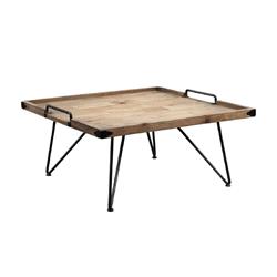 Bm214007 Rectangular Tray Top Wooden Coffee Table With Hairpin Legs - Brown & Black