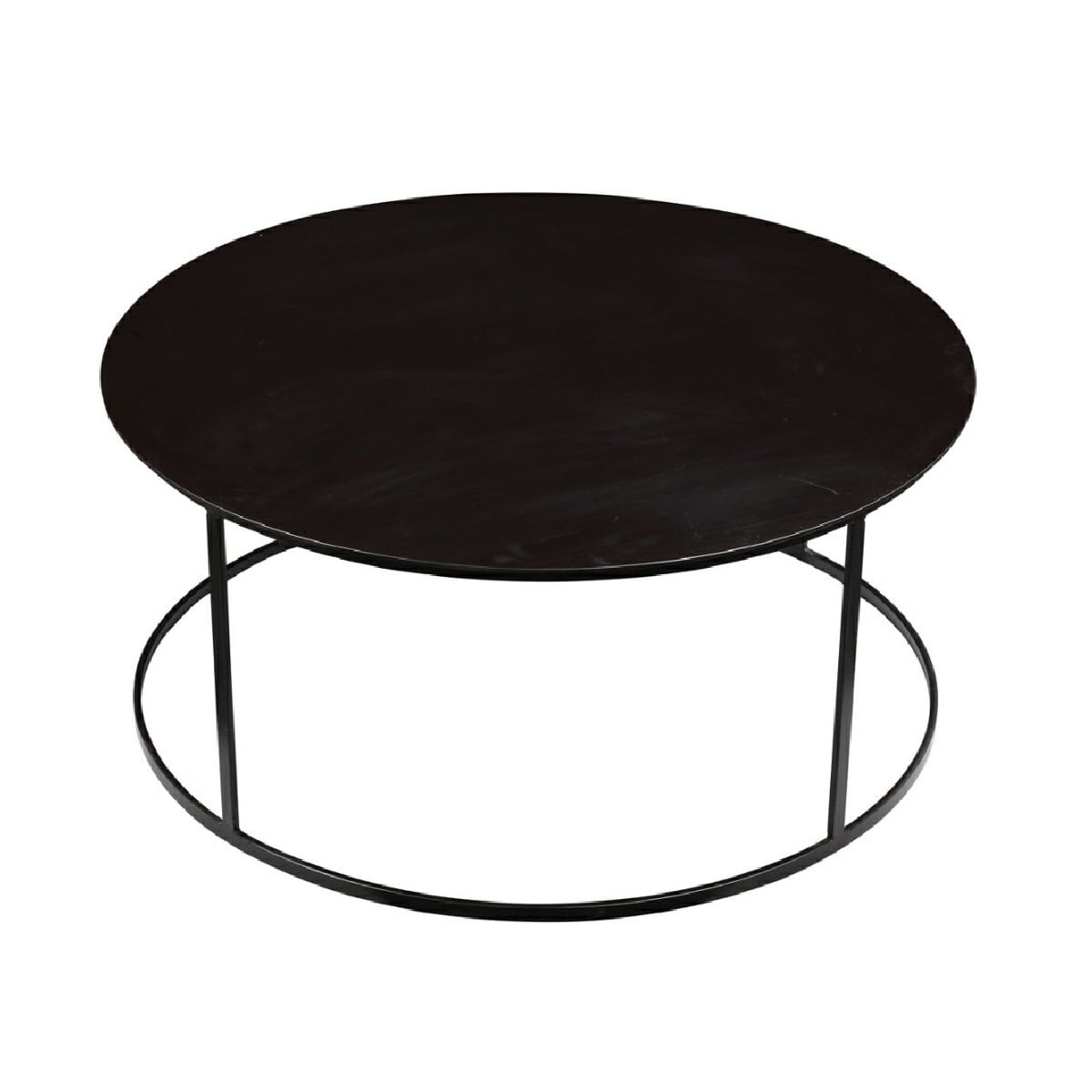Bm214008 Round Metal Frame Side Table With Tubular Legs - Dark Brown
