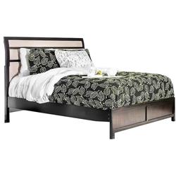Bm214086 Platform California King Size Bed With Sleigh Headboard - Dark Brown & Beige