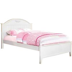 Bm214615 Transitional Style Full Size Bed With Camel Design Headboard - White - 46 X 60.5 X 82.25 In.
