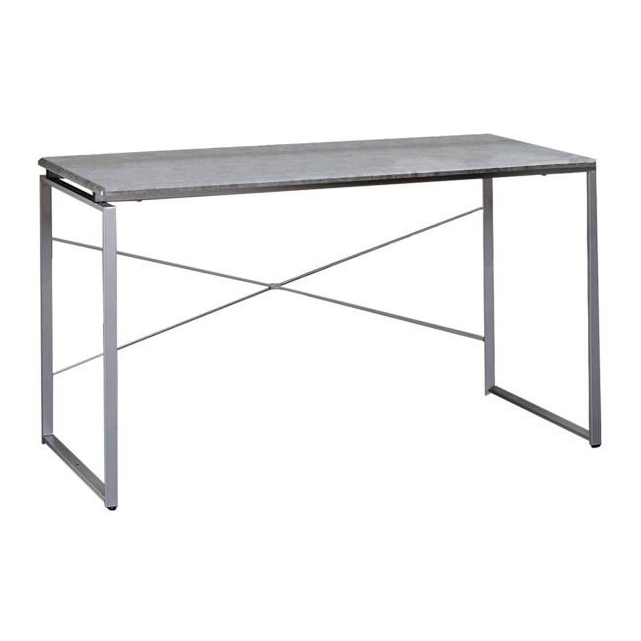Bm209625 Sled Base Rectangular Table With X Shape Back & Wood Top - Gray & Silver - 28 X 22 X 47 In.