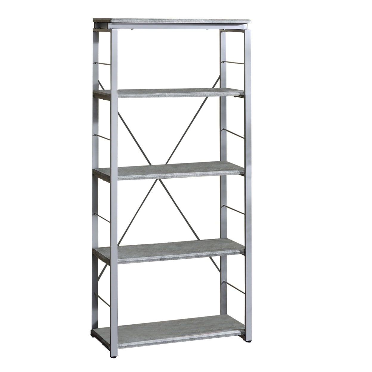 Bm209626 Industrial Bookshelf With 4 Shelves & Open Metal Frame - Silver & Gray - 54 X 9 X 24 In.