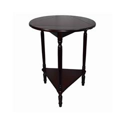 Bm210208 Adjustable Round Wooden End Table With Turned Legs - Cherry Brown - 25 X 20 X 20 In.