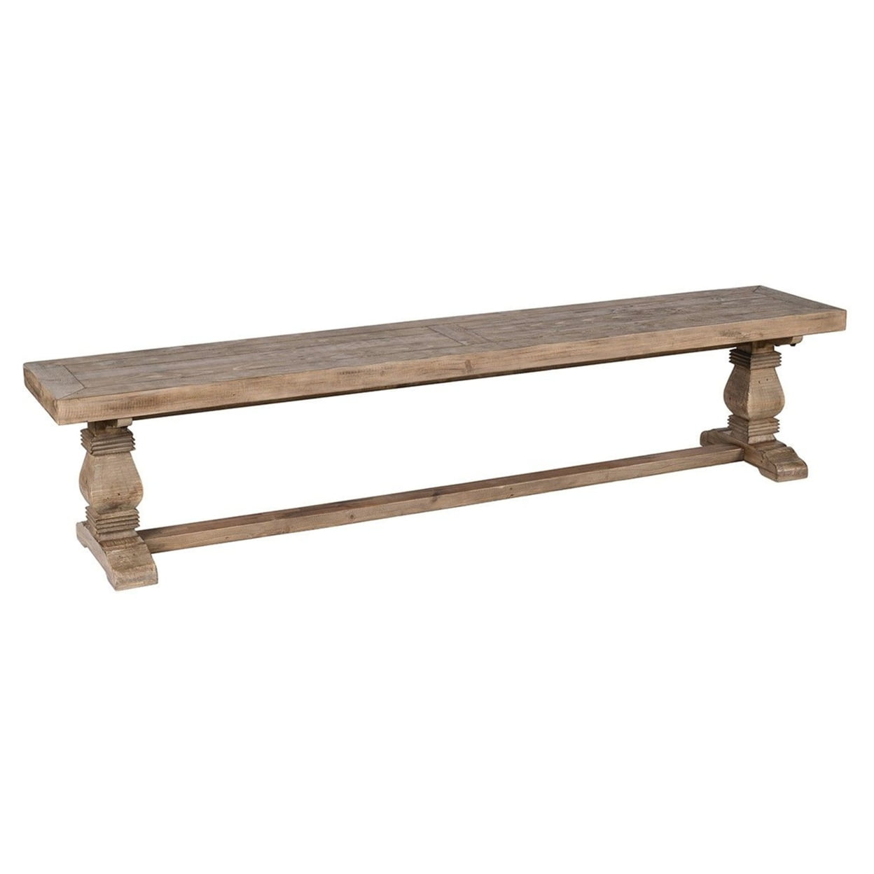 Bm210353 Rectangular Reclaimed Wood Bench With Trestle Base - Weathered Brown - 18 X 83 X 16 In.