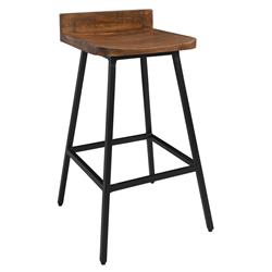 Bm210354 Curved Wooden Seat Counter Stool With Tubular Legs - Brown & Black - 30.5 X 17.75 X 17.75 In. - Set Of 2