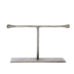 Bm210565 T Shaped Iron Jewellery Stand With Flat Base & Flattened Ends - Silver - 4 X 2 X 7 In.