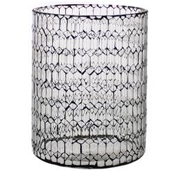 Bm210566 Modern Style Glass Hurricane With Honeycomb Patterned Design - Black - 8 X 6 X 6 In.