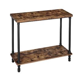 Bm215748 Wood & Metal Frame Console Table With Open Bottom Shelf - Rustic Brown - 31.5 X 15.7 X 39.4 In.