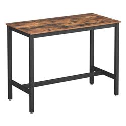 Bm217109 Rectangular Wooden Top Dining Table With Metal Frame - Rustic Brown & Black