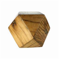 Bm209763 Faceted Icosahedron Shape Block Table, Natural Brown - 9 X 9 X 9 In.
