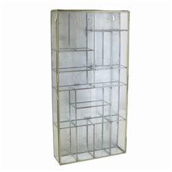 Bm209804 Metal Wall Case With Glass Panel Inserts & Ample Storage, Gold & Clear