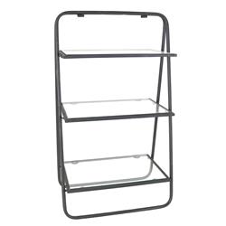 Bm209845 3 Tier Metal Stand With Glass Shelves & Tubular Frame, Clear & Black - 31 X 11.5 X 18 In.