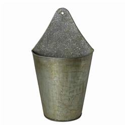 Bm209858 Metal Wall Bucket With Round Tapered Body & Triangular Top, Gray - 29.75 X 8.5 X 13.75 In.