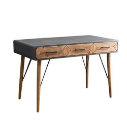 Bm217272 Geometric Metal & Wood Console Table With 3 Drawers, Gray & Brown - 30 X 24 X 47 In.