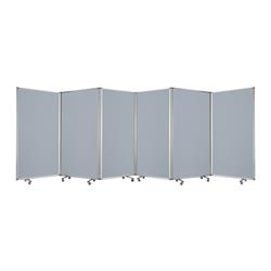 Bm220184 Accordion Style 6 Panel Fabric Upholstered Metal Screen With Casters, Gray