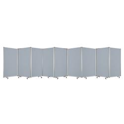 Bm220185 Accordion Style 9 Panel Fabric Upholstered Metal Screen With Casters, Gray