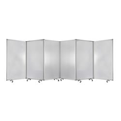 Bm220186 Accordion Style 6 Panel Pvc Upholstered Metal Screen With Casters, Gray