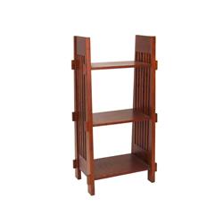 Bm210409 3 Tier Mission Style Wooden Book Stand, Oak Brown