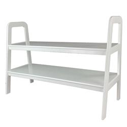 Bm210414 Contemporary Ladder Style Tv Stand With 2 Open Cut Shelves, White