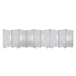 Bm220187 Accordion Style 9 Panel Pvc Upholstered Metal Screen With Casters, Gray